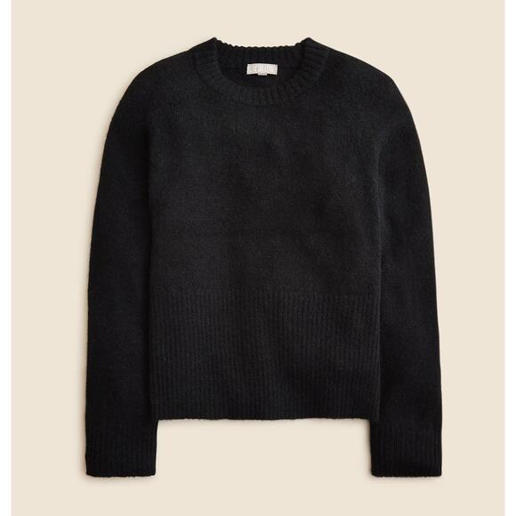 J.Crew High Rib Pullover Sweater SZ XS Black Wool Alpaca Crew Neck Long Sleeve - Picture 1 of 6